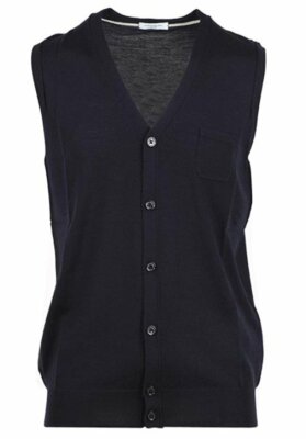 Pre-owned Paolo Pecora Vest Model Sweater In Worsted Yarn A006f001-6462-blu In Check Description