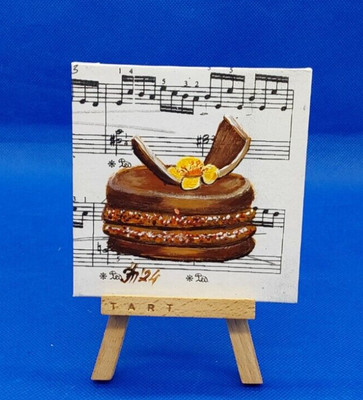 Cake #4 Dessert Macaron Original Acrylic Painting for Kitchen Wall Art Handmade