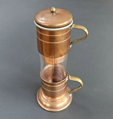 RARE Vintage Copper and Brass Turkish 8.5''  Pour over Espresso Coffee Tea Pot