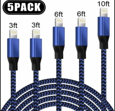 5 pack Original Nylon Braided iphone chargers