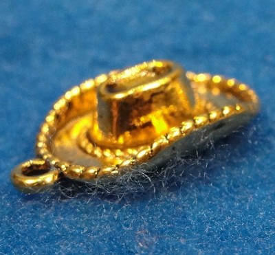 10Pcs. Tibetan Antique Gold Western COWBOY HAT Charms Pendants Earring Drops W87
