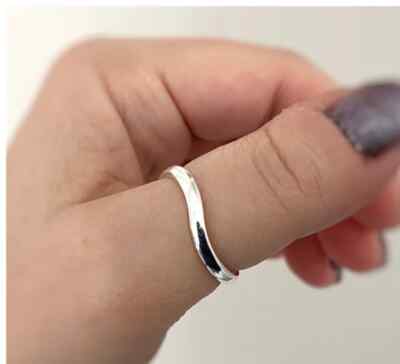 Smooth Silver Wavy Hallmarked Thumb Ring - Silver Wavy Thumb Ring - Smooth Wavy