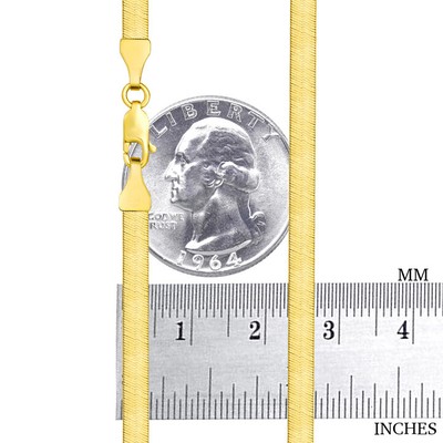 Pre-owned Nuragold 14k Yellow Gold Solid Womens 4mm High Polish Silk Herringbone Chain Necklace 14"