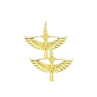 Goddess Isis Drop Dangle Hook  Gold Earrings