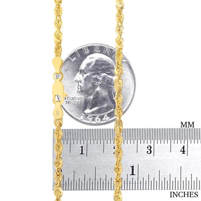 NURAGOLD 14K YELLOW GOLD MENS 3MM ITALIAN DIAMOND CUT ROPE CHAIN PENDANT NECKLACE 28"
