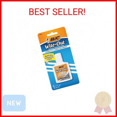 BIC Wite-Out Quick Dry Correction Fluid, 20mL, White, Goes on Easy with A Reduce