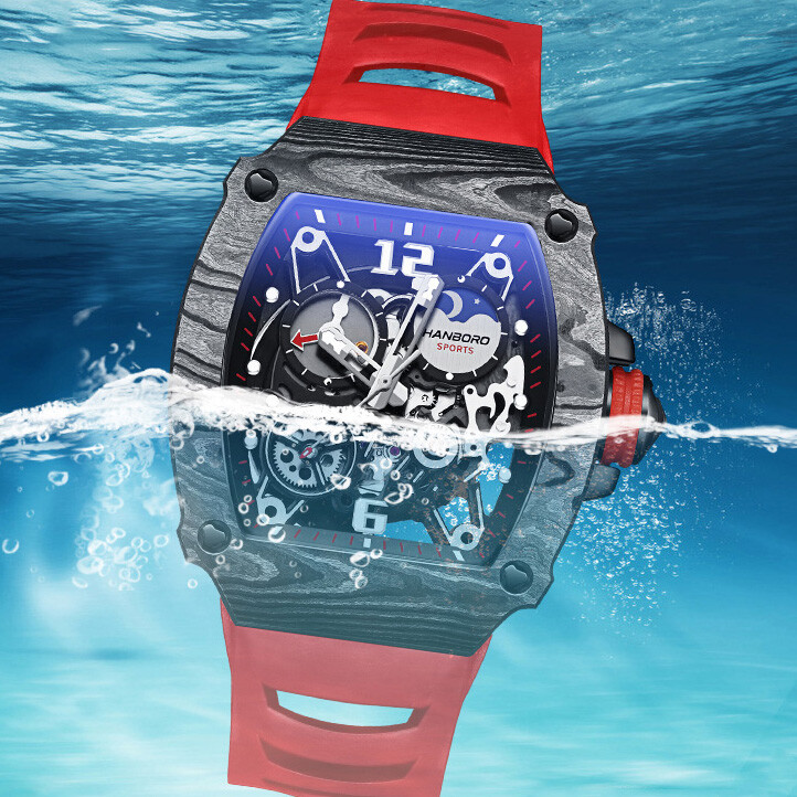 Pre-owned San Martin Hanboro Men Automatic Watch Luxury Luminous Mechanical Wristwatch Tonneau Case