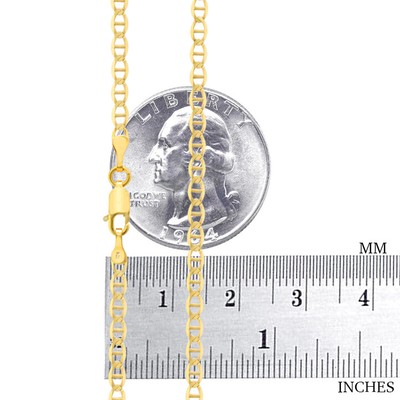 Pre-owned Nuragold 10k Yellow Gold Solid Womens 3mm Mariner Anchor Flat Link Chain Necklace 18"
