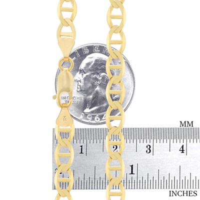Pre-owned Nuragold 10k Yellow Gold Solid Womens 6mm Mariner Anchor Flat Link Chain Bracelet 7"