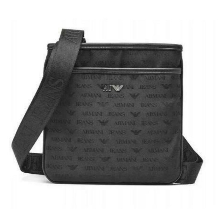 GENUINE Armani Jeans AJ Mens Messenger Man Bag Pouch Crossbody Black ...