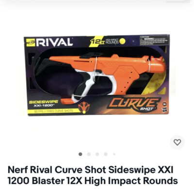 Nerf Rival Curve Shot Sideswipe XXl 1200 Blaster 12X High Impact Rounds 