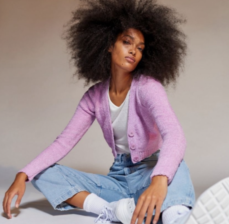 22年　FOXEY Cardigan Lilas リラ 42715 ボレロ　現行 Leilayca Lavender Cardigan | 3d Floral Cardigan | Oversized Knit