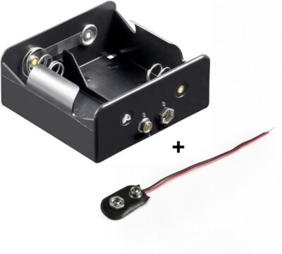 Batteriehalter , 2x Mono 'D' mit Druckknopfanschluß, Batterieanschluss in i-Form