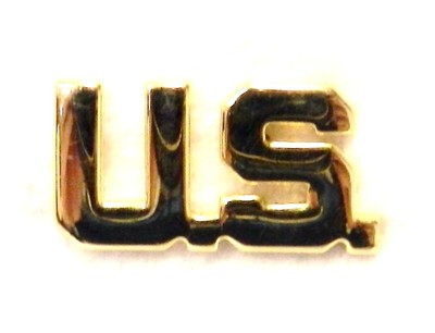 U.S. Collar Device United States Gold Plated Military Cut Out Letters Vintage