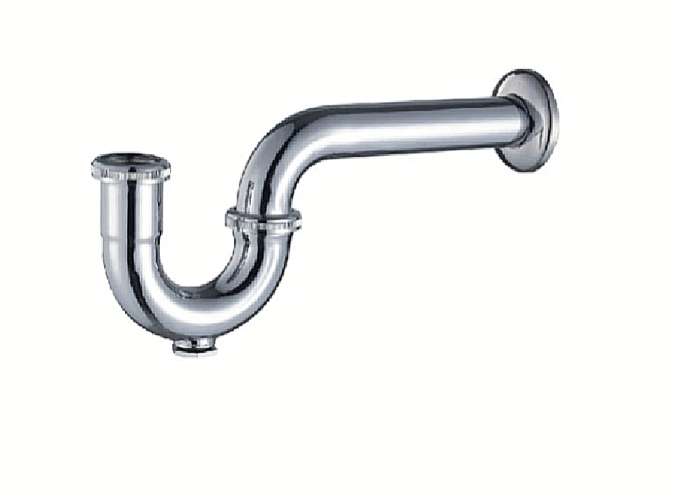 Scarico Sifone a S con Tappo Ispezionabile per Bidet Curvo Cromato 1" 1/4 eas