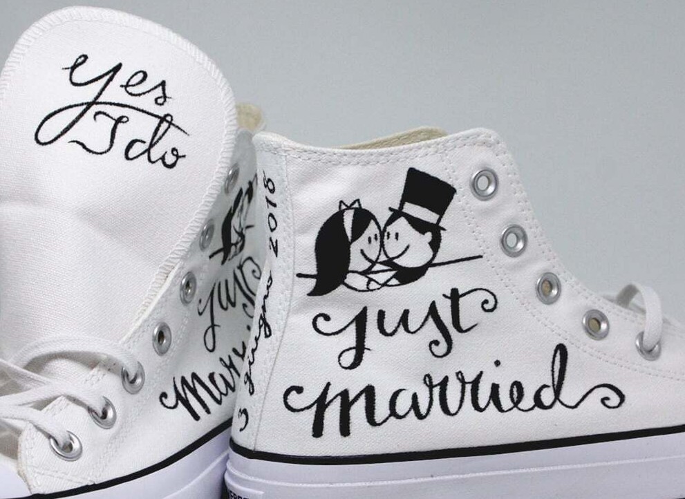 Converse All Star just married matrimonio yes i do sposi scarpe