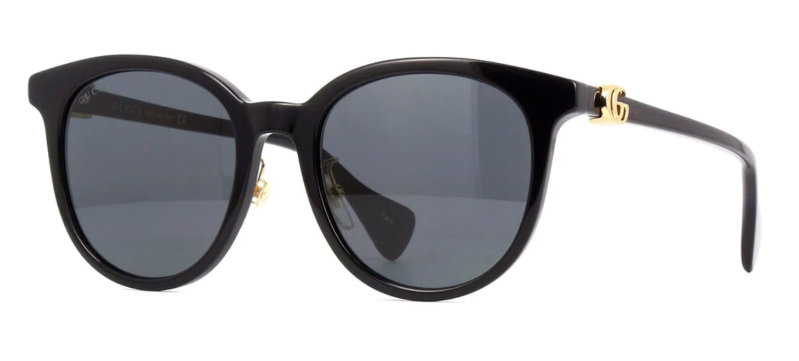 Pre-owned Gucci Women's Gg1073sk-001 Shiny Black Frame / Gray Tinted Lens Sunglasses
