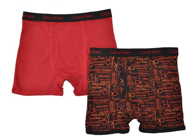 Calvin Klein Boys Blac/Orange 2 Pack Boxer Briefs Size 4/5 6/7 8/10 12/14 16/18
