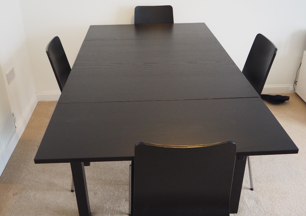 Extendable table IKEA BJURSTA black + 6 chairs IKEA GILBERT black | in