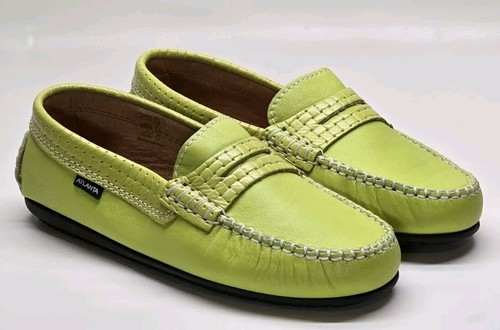 Atlanta Moccasins Unisex Leather Shoes Lime Green Made in