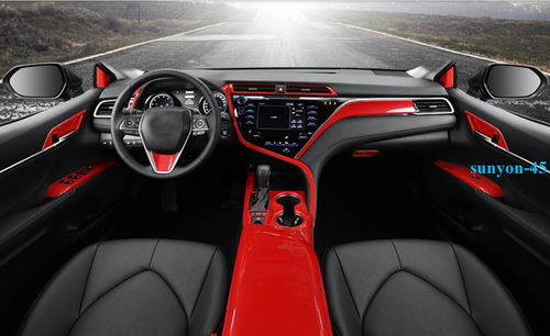 Details About For Toyota 2018 2019 Camry Red Carbon Fiber Interior Full Set Accessories Trim