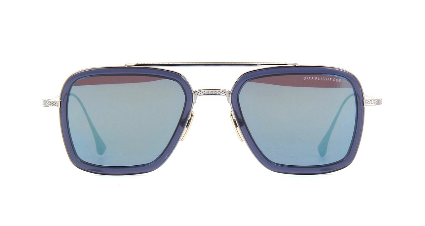 Pre-owned Dita Flight.006 Grey Crystal Silver/dark Grey With Blue Mirrored (a) Sunglasses In Gray