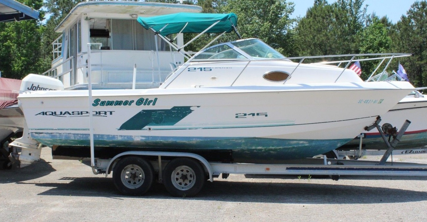 1997 Aqua Sport 215 Explorer V Berth Cuddy Cabin OMC Johnson 225 HP We Export!
