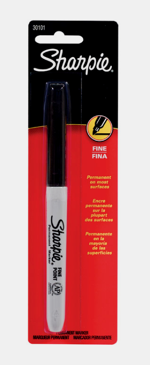 Sharpie FINE TIP Black PERMANENT MARKER 1pk Thin Line Water/Fa...