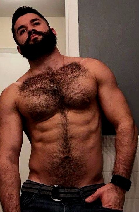 Collectables Shirtless Male Beefcake Muscular Hairy Chest Beard
