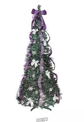 Rich Pacific 4.5' Pop-Up Pre-Lit/Pre-Decorated Lights Christmas Tree Purple