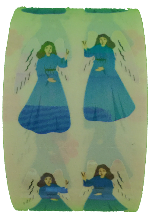 200 Angel Stickers in a roll of 100 modules (2"x2"), each sticker 1-5/8" RMP6023