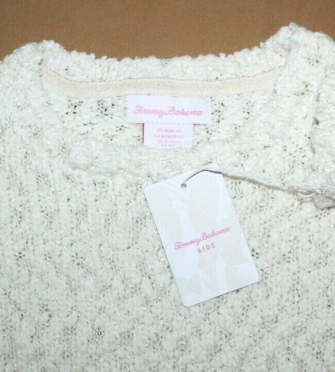 NWT TOMMY BAHAMA Girls Ivory Metallic Sweater Size M 10-12