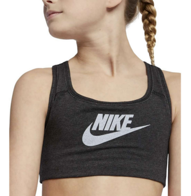 NIKE GIRLS SPORTS BRA SIZE LARGE GREY AGE 12-13 YEARS TRAINING DANCE  AQ9078-010