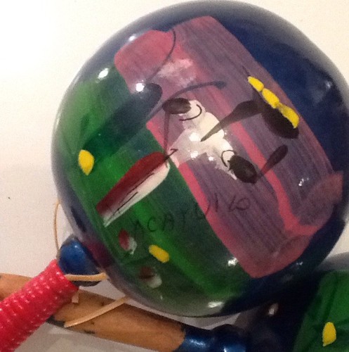 Pair of Blue Mexican Maracas Hand Painted Vintage 1980s