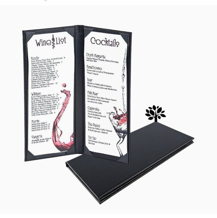 PLEASE READ! 10 Pack- 4.25 x 11 Inches Menu Covers 2-View Leather Book Style