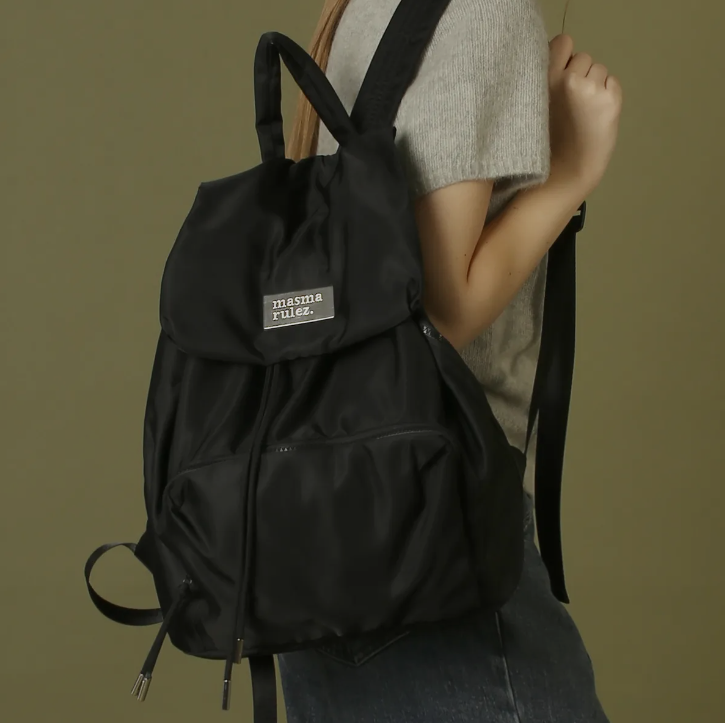 ◆masmarulez◆ 304 Small nylon draw flap backpackBlack ◇masmarulez◇ 304 Small nylon draw flap backpackBlack 50132