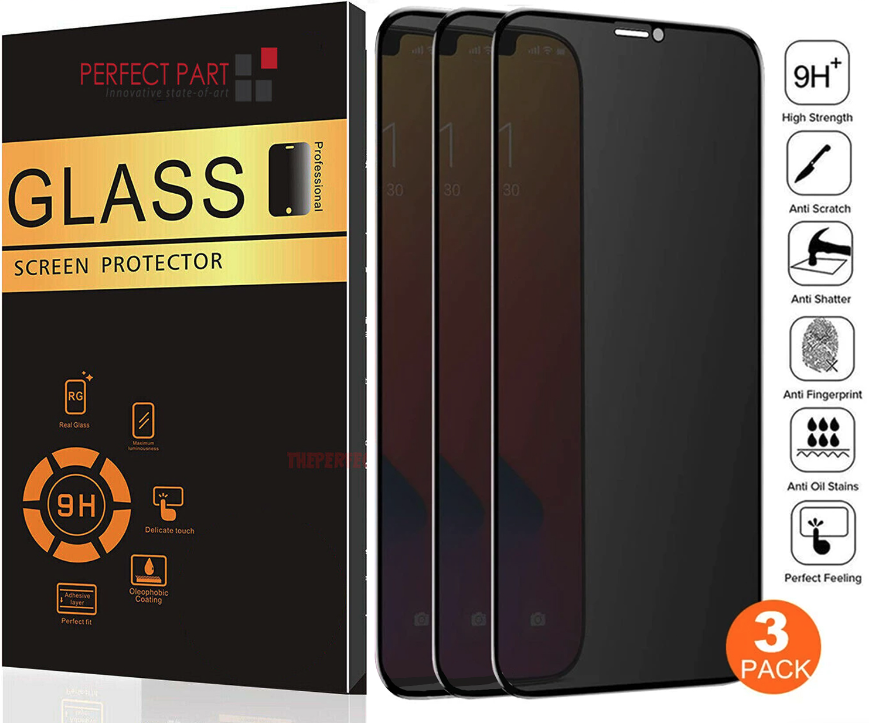 3 Pack For iPhone 14 13 12 11 Pro Max X Privacy Tempered Glass Screen Protector
