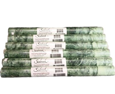 X7 SeaBrook Vinyl Coated Wallpaper Moss/Granite 55.4 SQ FT Double Rolls BB820