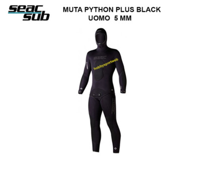 MUTA APNEA SEACSUB 5 mm MODELLO PYTHON PLUS BLACK TAGLIA L 809404 G+P  SEAC