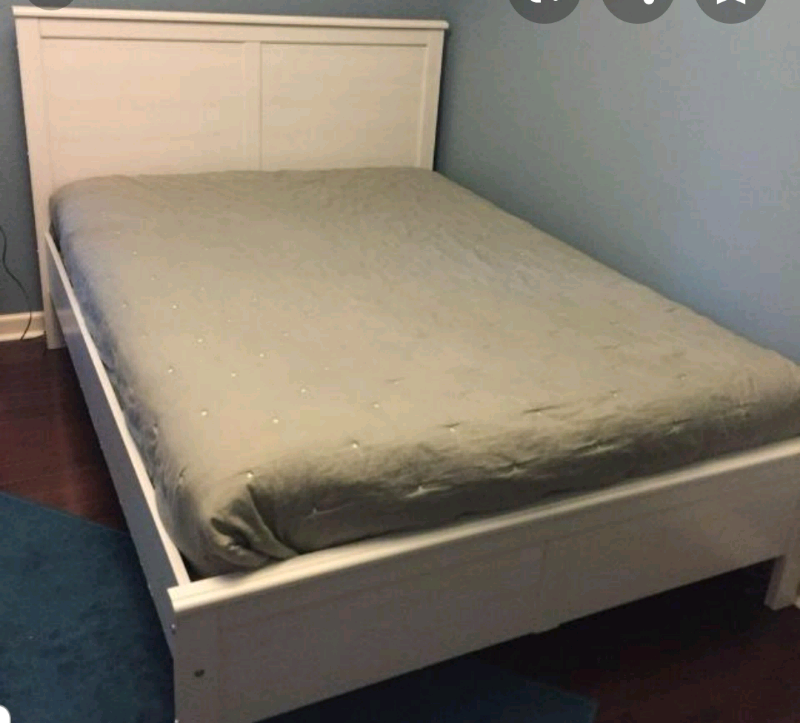 White Ikea double bed + mattress (delivery available in Bulwell