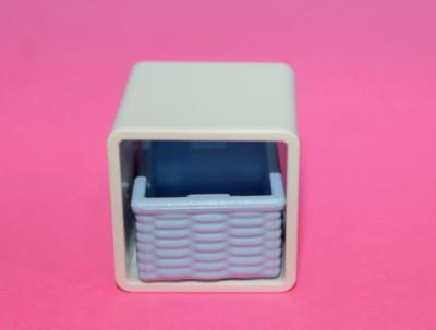 Playmobil White Modern Side Table with Basket for Living Room, House 70209