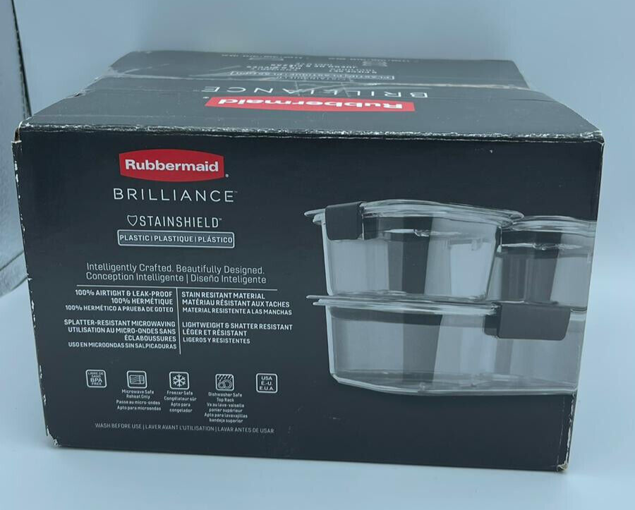 Rubbermaid Brilliance Leak-Proof Stackable Plastic Food Container 6 Set Piece