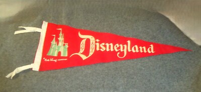 Vintage 1960's Disneyland Sleeping Beauty Castle Red Pennant