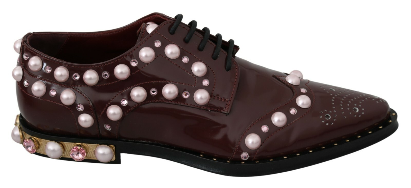 

DOLCE - GABBANA Обувь Бордо Кожа Кристаллы Жемчуг Формальные EU39 / US8,5 $1800, Bordeaux