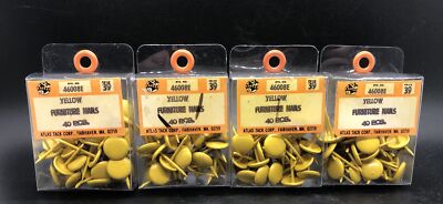 Vintage NOS Atlas Tack Corp Furniture Upholstery Tacks Nails Yellow Lot Of 4 Box