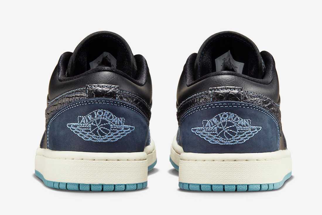 Pre-owned Nike Wmns Air Jordan 1 Low Navy Black Snakeskin Fj5478-010 Us 6.5 - 12 Women