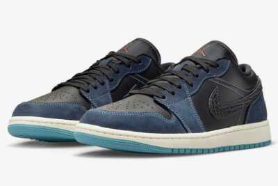 Nike Air Jordan 1 FJ5478-010 Low Navy Black Snakeskin Dark Obsidian Women's