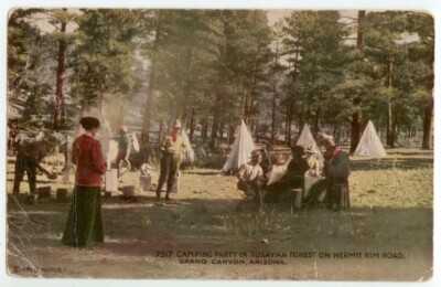 c1915 Grand Canyon Arizona early camping trip Tusayan Forest Hermit Rim Road
