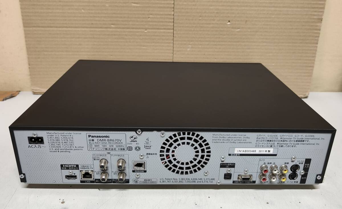 レコーダー Panasonic blu-ray VHS DIGA DMR-BR670V-K Panasonic