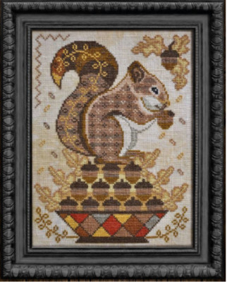 COTTAGE GARDEN Counted Cross Stitch Chart Pattern GATHERING ACORNS Fall Autumn